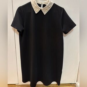 Zara Black Babydoll Dress Pearl Collar